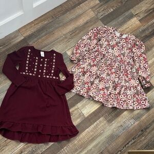 Gymboree Burgundy and Floral Kids Dress Set